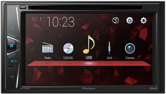 výkonné štýlové autorádio s dotykovým displejom PIONEER AVH-g120dvdam fm usb vstup 7-pásmový ekvalizér výkon 4 × 50 w android cd dvd prehrávač mpeg video zadný aux pripojenie zadnej kamery