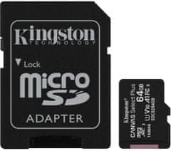 Kingston Micro SDXC Canvas Select Plus 100R 64GB 100MB/s UHS-I + adaptér (SDCS2/64GB)