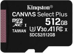 Kingston Micro SDXC Canvas Select Plus 100R 512GB 100MB/s UHS-I + adaptér (SDCS2/512GB)