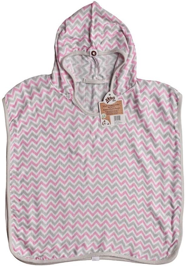 XKKO BMB Bambusové mušelínové pončo - Scandinavian Chevron Pink Veľkosť 2