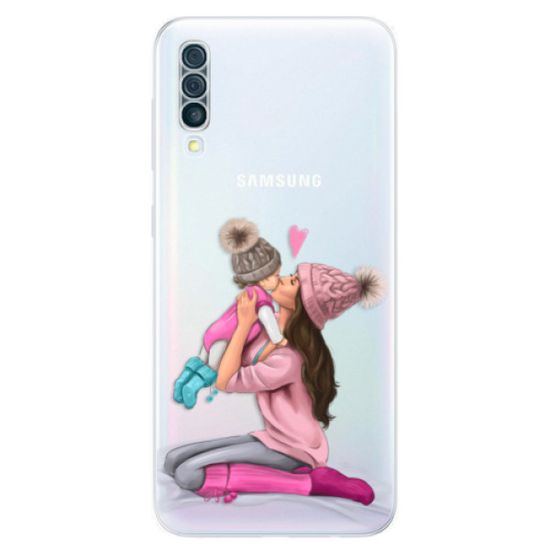 iSaprio Silikónové puzdro - Kissing Mom - Brunette and Girl pre Samsung Galaxy A50