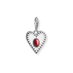 Thomas Sabo Prívesok "Srdce červený kameň" , 1683-111-10, Charm Club, 925 Sterling silver, blackened, simulated red