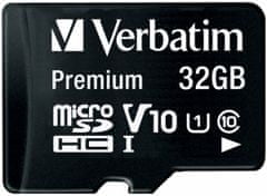 VERBATIM Premium microSDHC 32GB UHS-I V10 U1 + SD adaptér (44083)