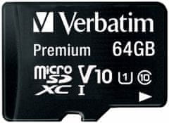 VERBATIM Premium microSDXC 64GB UHS-I V10 U1 + SD adaptér (44084)