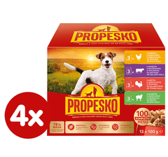 Propesko kapsičky s kuracinou, hovädzinou, morčacím, jahňacinou v omáčke 4x(12x100 g)