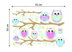Dimex - Dekoračné nálepky na stenu Sovy - 50 x 70 cm