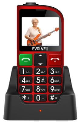 Evolveo EasyPhone FM, Dual SIM, tlačidlový telefón pre seniorov pre dôchodcov, SOS tlačidlo, veľké tlačidlá, dlhá výdrž, nabíjací stojanček