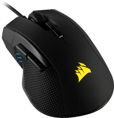 Herná myš Corsair Ironclaw RGB, čierna (CH-9307011-EU), 7 tlačidiel, makrá, ergonómia, RGB podsvietenie, 18 000 DPI, presný optický senzor