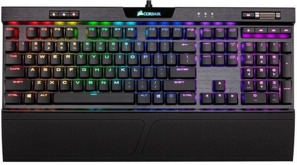 Herná mechanická klávesnica Corsair K70 RGB MK.2 Low Profile Rapidfire, Cherry MX LP Speed Silver, US, nízky profil rýchla odozva anti-ghosting multi-key rollover podsvietenie ergonomický softvér programovateľná, herné makrá