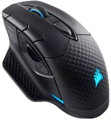 Herná myš Corsair Dark Core Pre SE RGB, bezdrôtová, bezdrôtové Qi nabíjanie podložkou, vysoká citlivosť, optický senzor, farebné LED podsvietenie, makrá, programovateľné tlačidlá