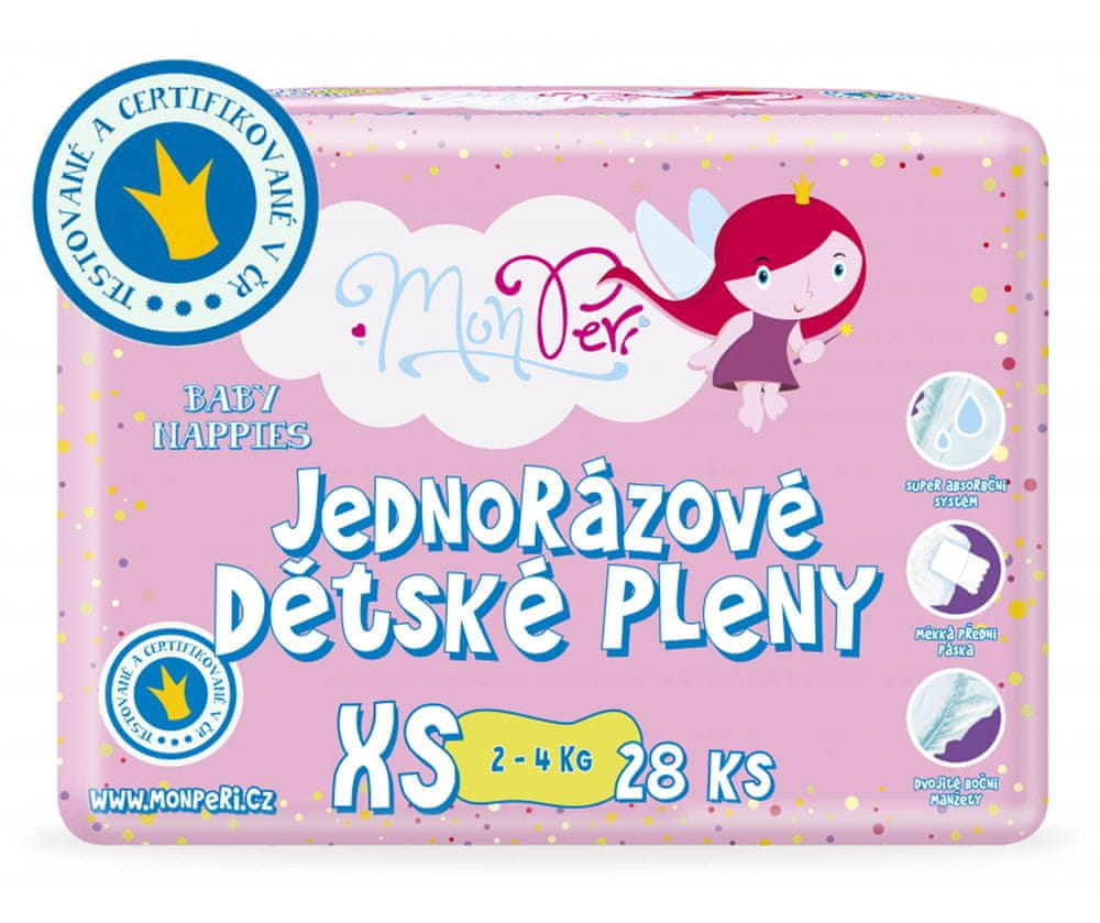 MonPeri jednorazové plienky XS (2-4 kg) 28 ks