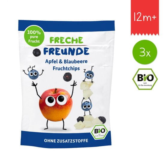 Freche Freunde BIO Ovocné chipsy - Jablko a čučoriedka 3x16g