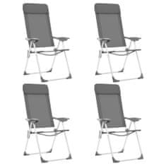Vidaxl Skladacie kempingové stoličky 4 ks, sivé, hliník