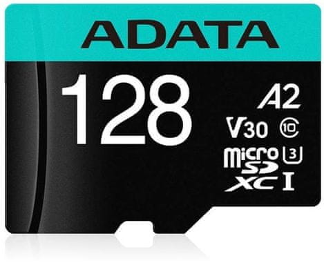 Pamäťová karta Adata MicroSDXC 128GB U3 V30S + adaptér (AUSDX128GUI3V30SA2-RA1) adaptér, vysoká kapacita