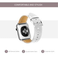 BStrap Leather Italy remienok na Apple Watch 42/44/45mm, White