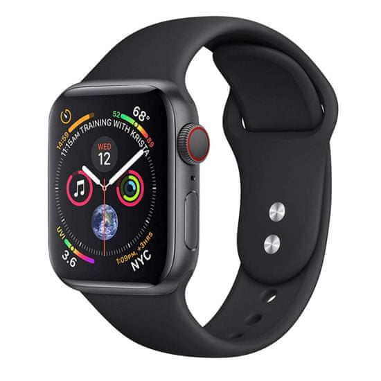 BStrap Soft Silicone remienok na Apple Watch 42/44/45mm, Black