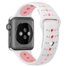 BStrap Silicone Sport remienok na Apple Watch 38/40/41mm, White Pink