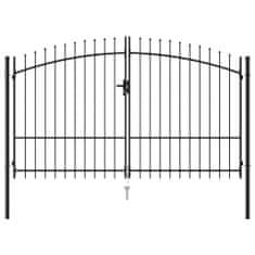 Petromila vidaXL Dvojkrídlová plotová brána s hrotmi, oceľ 3x2 m, čierna