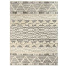 Vidaxl Ručne tkaný koberec, vlna 140x200 cm, biely/sivý/čierny/hnedý