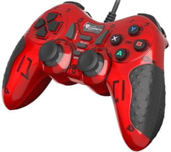 gamepad genesis mangán 200 njg 1425 usb konektor drôtový vibrácie ergonomický tvar presne do ruku prehĺbený joystick osemsmerový d-pad analógové joysticky 15 tlačidiel moderný herný dizajn