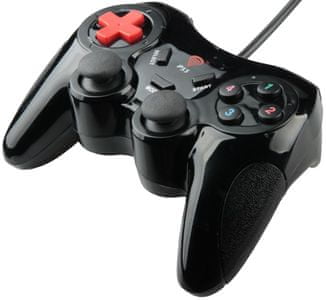 gamepad genesis P33 njg-1425 usb konektor drôtový vibrácie ergonomický tvar presne do ruky 2 mini joysticky osemsmerový d-pad 13 tlačidiel moderný herný dizajn 1,8 m kábel usb konektor určený pre PC