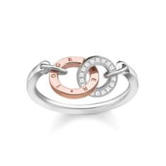 Thomas Sabo Prsteň "Spolu" , D_TR0032-095-14-56, Sterling Silver, 925 Sterling silver, 9k rose gold, white diamond