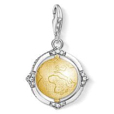 Thomas Sabo Prívesok "Vintage zemeguľa" , 1711-849-39, Charm Club, 925 Sterling silver, 18k yellow gold plating, blackened, zirconia white