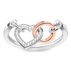 Thomas Sabo Prsteň "Spolu srde" , D_TR0033-095-14-54, Sterling Silver, 925 Sterling silver, 9k rose gold, white diamond