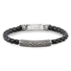 Thomas Sabo Kožený náramok "Uzol lásky" , A1407-805-11-L17,5, Sterling Silver, 925 Sterling silver, blackened, zirconia black