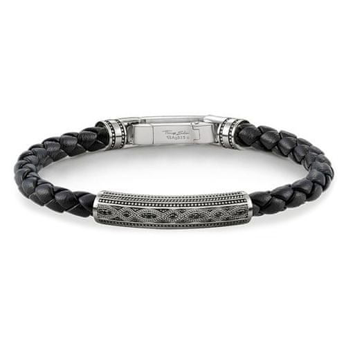 Thomas Sabo Kožený náramok "Uzol lásky" , A1407-805-11-L18,5, Sterling Silver, 925 Sterling silver, blackened, leather, zirconia black