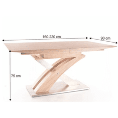 KONDELA Jedálenský stôl, dub sonoma, 160x90 cm, BONET