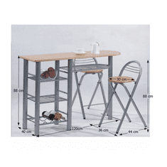 KONDELA Komplet barový stôl + 2 stoličky, buk, 120x40 cm, BOXER