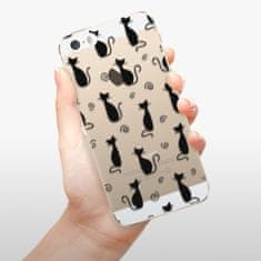 iSaprio Silikónové puzdro - Cat pattern 05 - black pre Apple iPhone 5/5S/SE