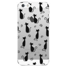 iSaprio Silikónové puzdro - Cat pattern 05 - black pre Apple iPhone 5/5S/SE