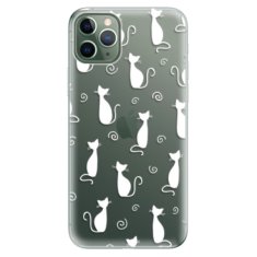 iSaprio Silikónové puzdro - Cat pattern 05 - white pre Apple iPhone 11 Pro Max