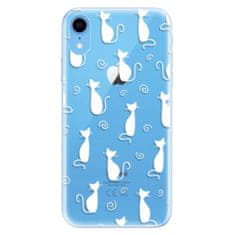 iSaprio Silikónové puzdro - Cat pattern 05 - white pre Apple iPhone Xr