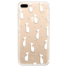 iSaprio Silikónové puzdro - Cat pattern 05 - white pre Apple iPhone 7 Plus / 8 Plus