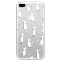 iSaprio Silikónové puzdro - Cat pattern 05 - white pre Apple iPhone 7 Plus / 8 Plus