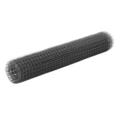 Vidaxl Drôtené pletivo, oceľ potiahnutá PVC 25x1 m, sivé