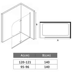 Vidaxl Skladací sprchový kút 2 panely 95x140 cm ESG