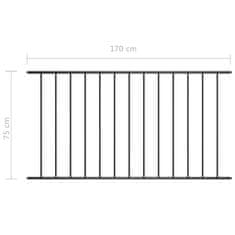 Vidaxl Plotový panel, práškovaná oceľ 1,7x0,75 m, čierny