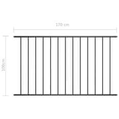 Vidaxl Plotový panel, práškovaná oceľ 1,7x1 m, čierny