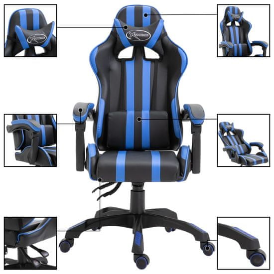 Vidaxl Herná stolička, modrá, umelá koža