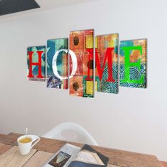Vidaxl Sada obrazov na stenu, farebný motív s nápisom Home 100 x 50 cm