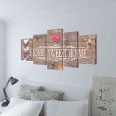 Vidaxl Sada obrazov na stenu s nápisom Home Sweet Home 100 x 50 cm