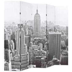 Vidaxl Skladací paraván 200x170 cm, potlač New Yorku, čierno-biely