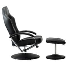 Vidaxl Skladacia herná stolička s podnožkou čierna umelá koža
