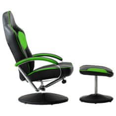 Vidaxl Skladacia herná stolička s podnožkou zelená umelá koža