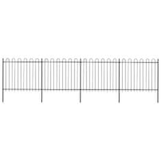Vidaxl Záhradný plot s oblúkovým zakončením, oceľ 6,8x1,5 m, čierny