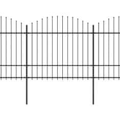 Vidaxl Záhradný plot s hrotmi, oceľ (1,5-1,75)x3,4 m, čierny